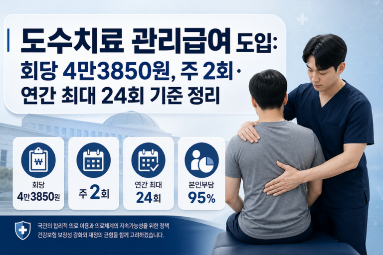 도수치료 관리급여 도입: 회당 4만3850원, 주 2회·연간 최대 24회 기준 정리